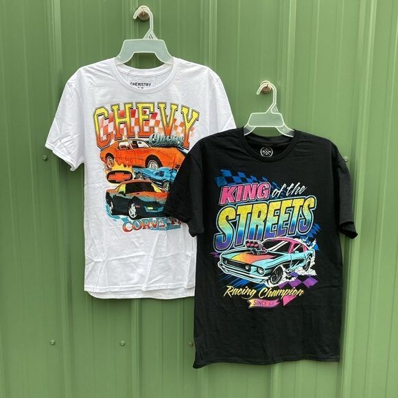 Men’s Chevrolet & King Of The Streets Cotton Short Sleeve T-Shirts 2-Pack Size M - Picture 1 of 12